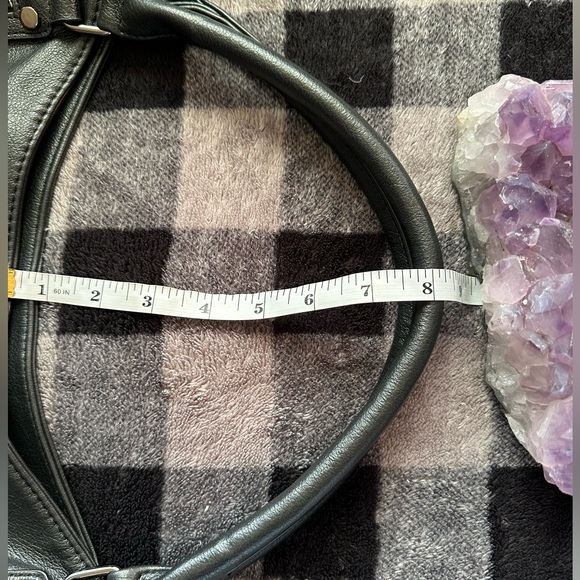 🌟REALER Beautiful Black Pebbled Leather Purse, 13”x17”,Fringe Zipper-Pulls🖤Sassy - Picture 15 of 15